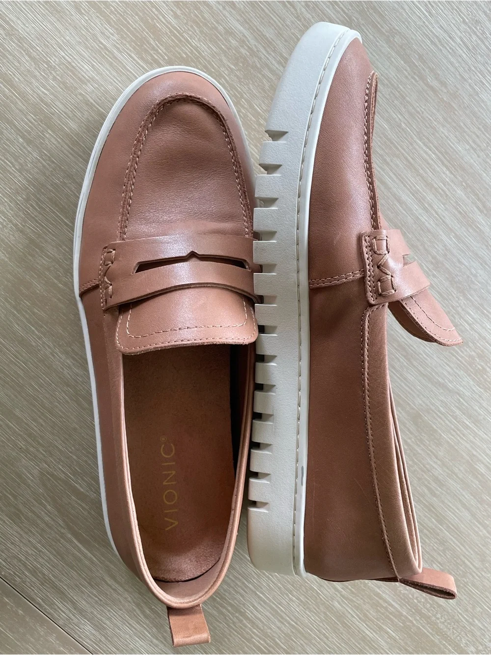 Vionic Women's Leather Uptown Loafer Moc in Cognac Brown - Picture 3 of 9